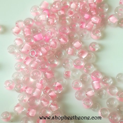 Lot de 1 g de perles de rocaille intercalaire graine en verre - 3 mm - rose clair