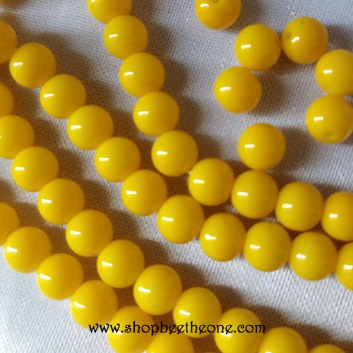 Perle ronde en verre - 6 mm - jaune