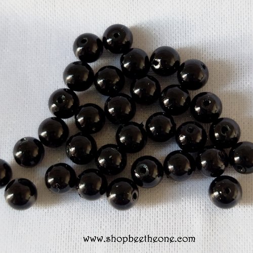 Perle ronde en plastique - 5-6 mm - noir