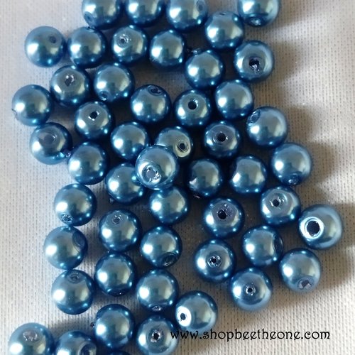 Perle ronde en plastique - 5-6 mm - bleu