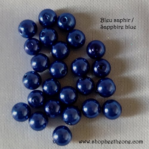 Perle ronde en plastique - 5-6 mm - bleu saphir