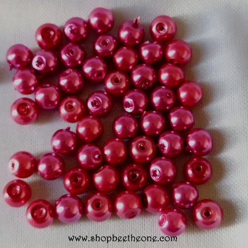 Lot de 5 perles rondes en plastique - 5-6 mm - mélange camaïeu de rose foncé