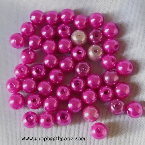 Lot de 5 perles rondes en plastique - 5-6 mm - mélange camaïeu de rose violet
