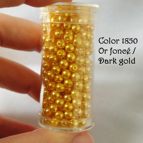 Lot de 10 perles rondes en verre gütermann renaissance - 4 mm - doré foncé (n°1850)
