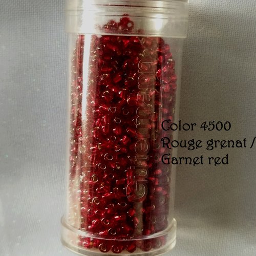 Lot de 1 g de perles de rocaille rondes en verre gütermann rocailles - 2,7 mm (9/o) - rouge grenat (n°4500)