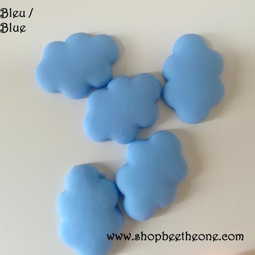 Cabochon plat "nuage" en résine, pour embellissement - 25 mm - bleu