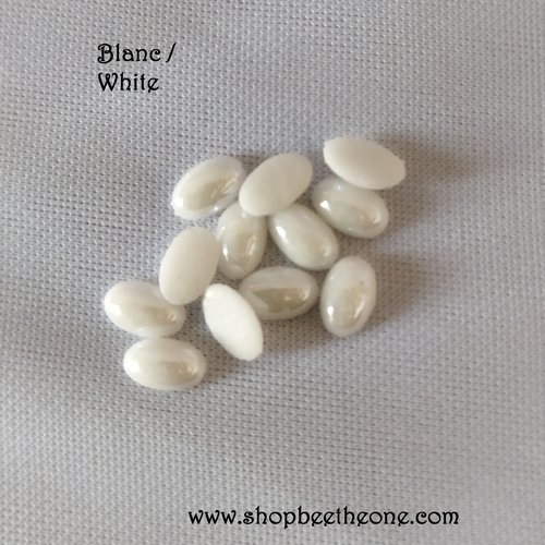 Cabochon strass demi-perle ovale à coller - 6 x 4 mm - blanc