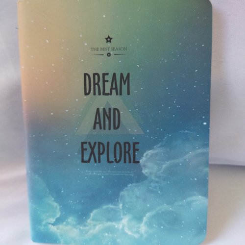 Cahier/notebook fin "dream and explore" - 10,5 x 14 cm - galaxie bleue