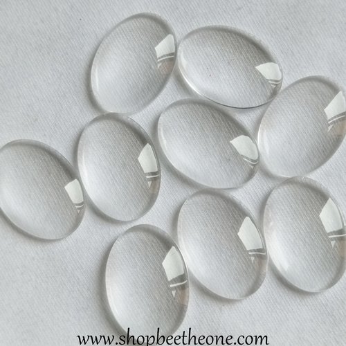 Cabochon ovale en verre loupe - 17 x 25 mm - transparent
