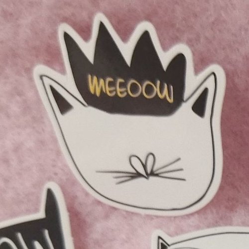 Sticker autocollant "tête de monsieur chat" sur papier glacé - modèle a