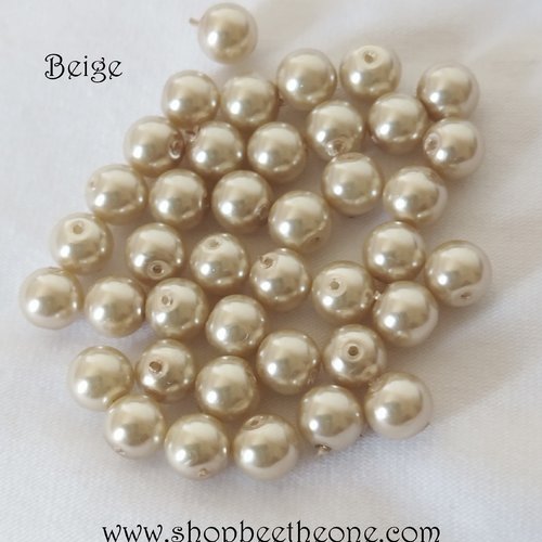 Perle ronde en plastique - 5-6 mm - beige