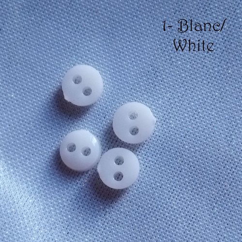 Mini bouton rond en plastique - 6 mm - blanc