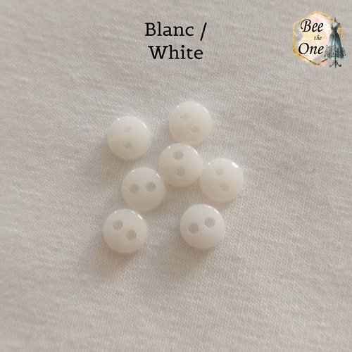 Mini bouton rond en plastique - 6 mm - blanc