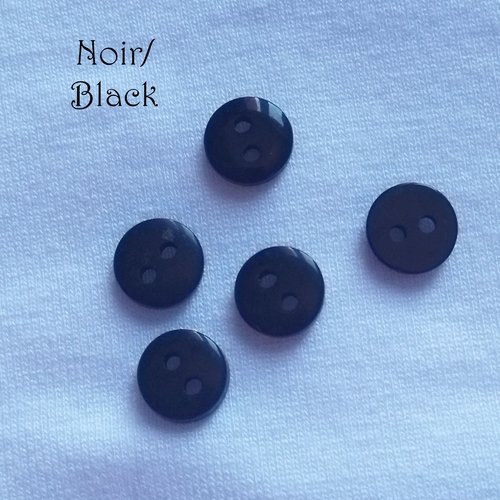 Mini bouton rond en plastique - 9 mm - noir