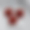 Cabochon rond demi-perle effet druzy (géode) - 12 mm - rouge - reflets pailletés ton sur ton
