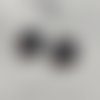 Cabochon rond demi-perle effet druzy (géode) - noir - reflets pailletés multicolores - 12 mm