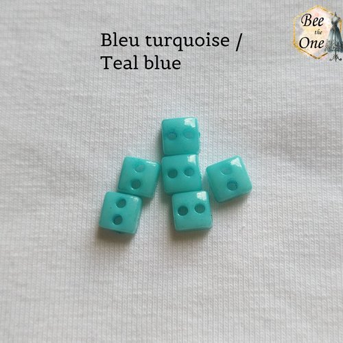 Mini bouton carré en plastique - 5 mm - bleu turquoise