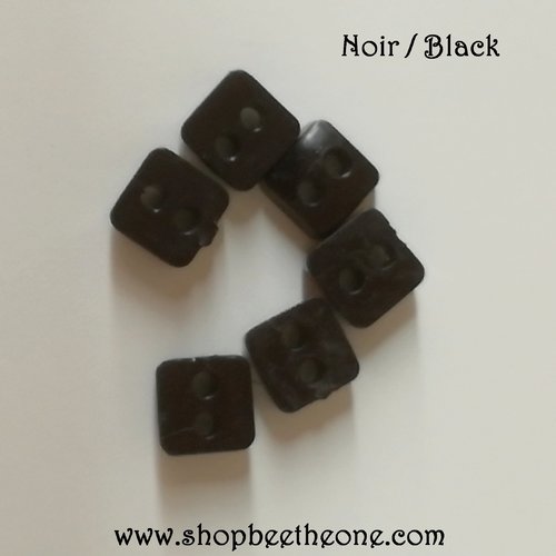 Mini bouton carré en plastique - 5 mm - noir