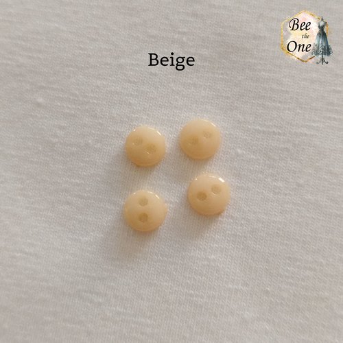 Mini bouton rond en plastique - 6 mm - beige