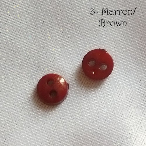 Mini bouton rond en plastique - 6 mm - marron