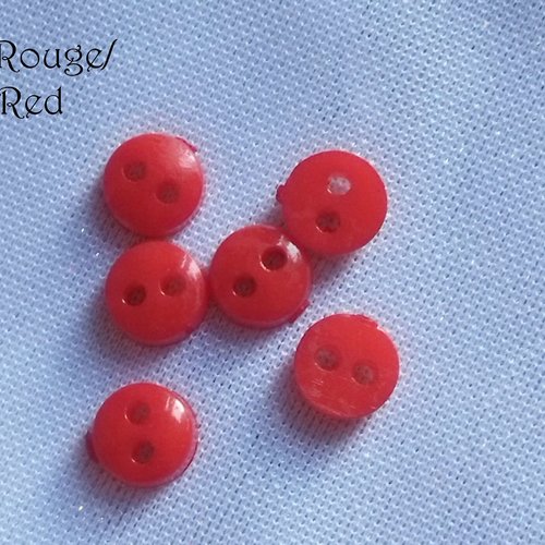 Mini bouton rond en plastique - 6 mm - rouge