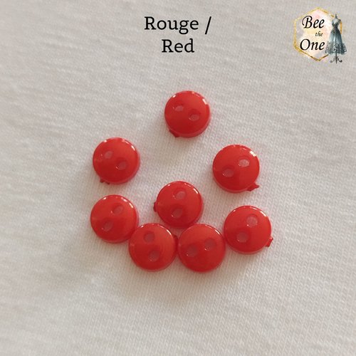 Mini bouton rond en plastique - 6 mm - rouge