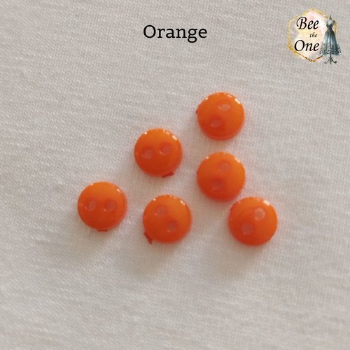 Mini bouton rond en plastique - 6 mm - orange