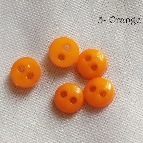 Mini bouton rond en plastique - 6 mm - orange