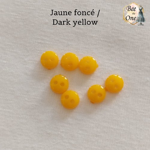 Mini bouton rond en plastique - 6 mm - jaune foncé