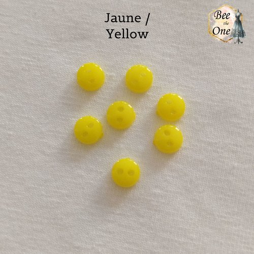 Lot de 10 mini boutons ronds en plastique - 6 mm - jaune
