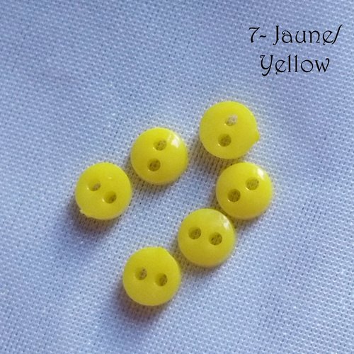 Mini bouton rond en plastique - 6 mm - jaune