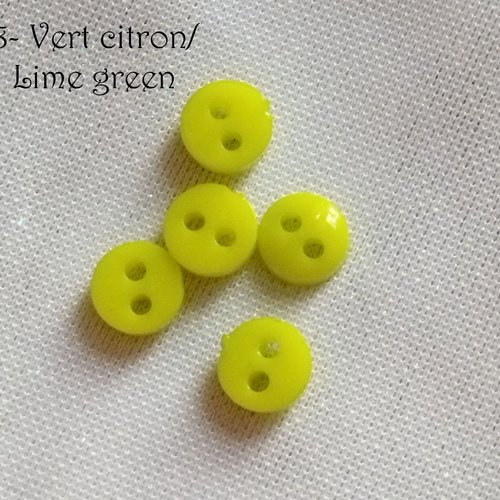 Mini bouton rond en plastique - 6 mm - vert citron