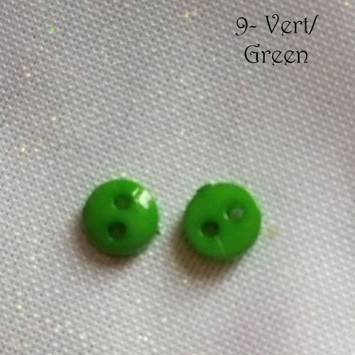 Mini bouton rond en plastique - 6 mm - vert