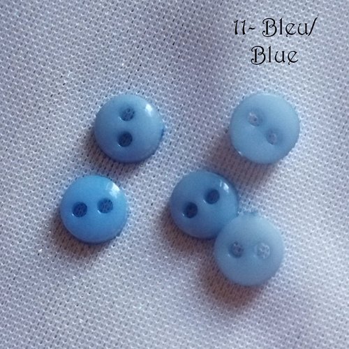 Mini bouton rond en plastique - 6 mm - bleu