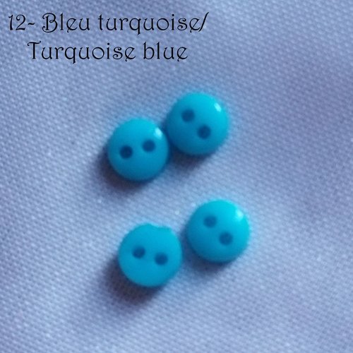 Mini bouton rond en plastique - 6 mm - bleu turquoise