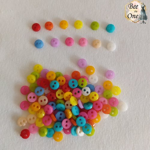Lot de 10 mini boutons rond en plastique - 6 mm - bleu turquoise