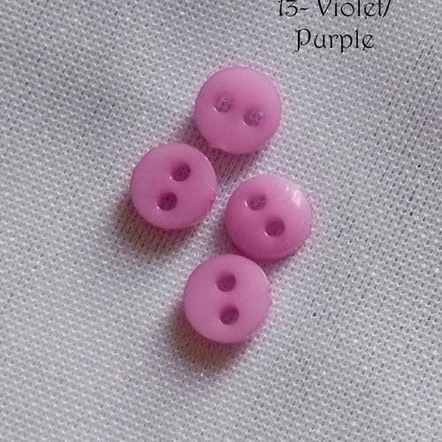 Mini bouton rond en plastique - 6 mm - violet