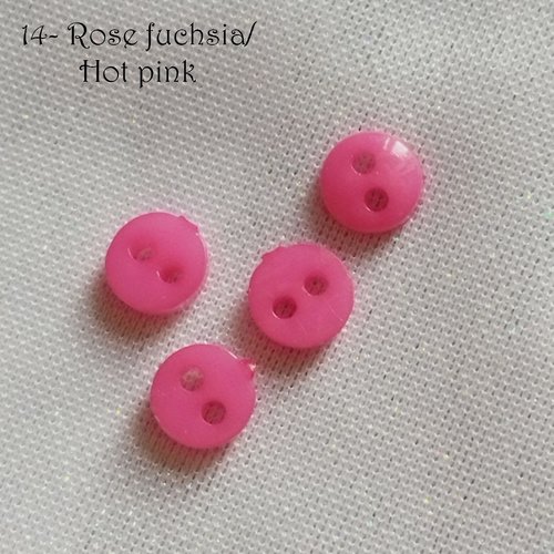Mini bouton rond en plastique - 6 mm - rose fuchsia