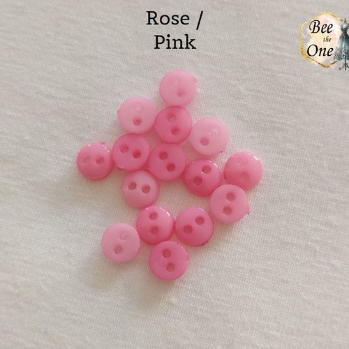 Mini bouton rond en plastique - 6 mm - rose