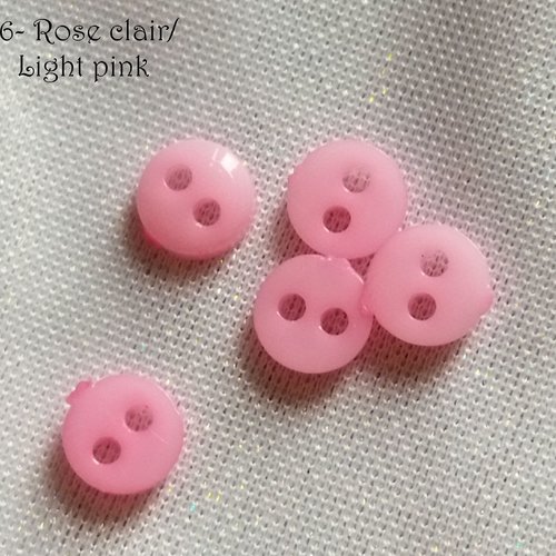 Mini bouton rond en plastique - 6 mm - rose clair