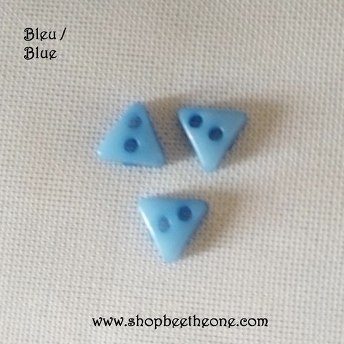 Mini bouton triangle en plastique - 6 mm - bleu