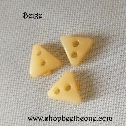 Mini bouton triangle en plastique - 6 mm - beige
