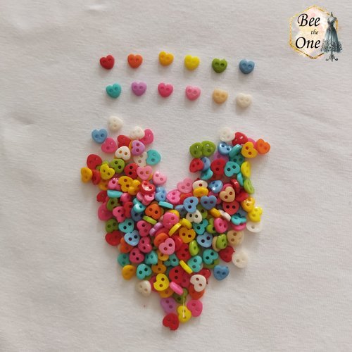 Lot de 10 mini boutons coeur en plastique - 6 mm - vert