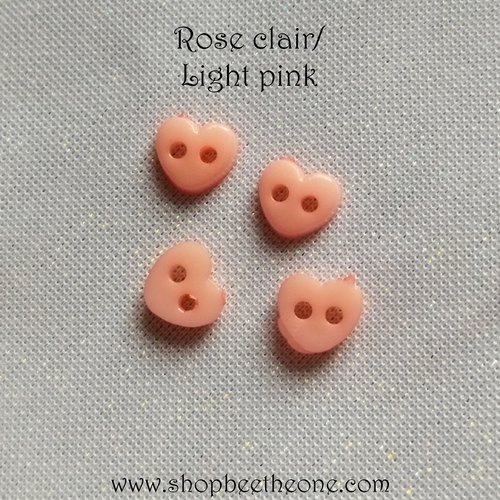 Mini bouton coeur en plastique - 6 mm - rose clair