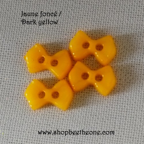 Mini bouton noeud en plastique - 9 mm - jaune foncé