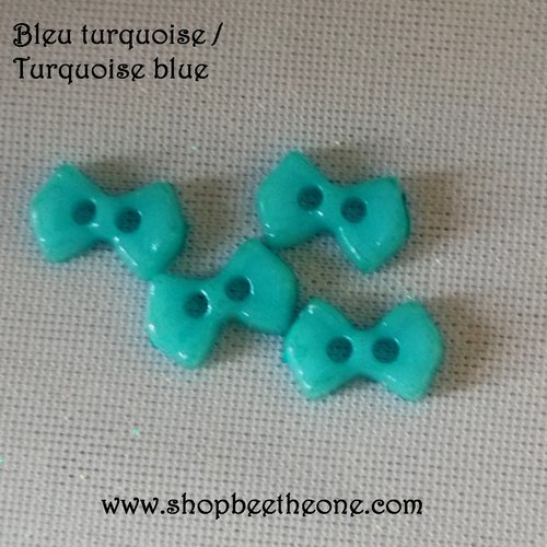 Mini bouton noeud en plastique - 9 mm - bleu turquoise