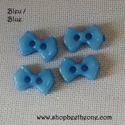 Mini bouton noeud en plastique - 9 mm - bleu
