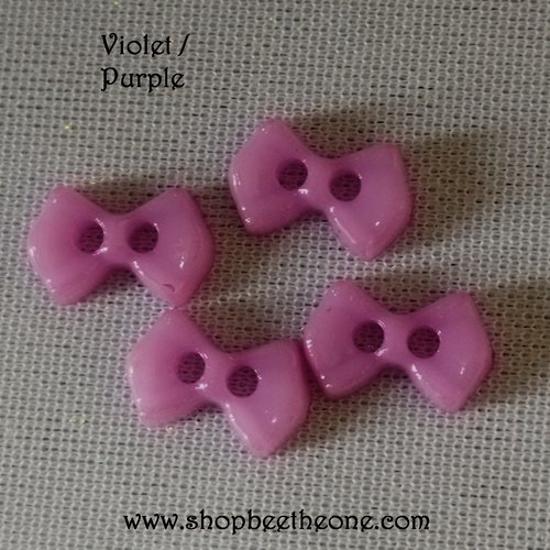 Mini bouton noeud en plastique - 9 mm - violet