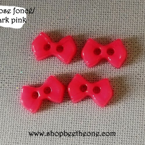 Mini bouton noeud en plastique - 9 mm - rose foncé