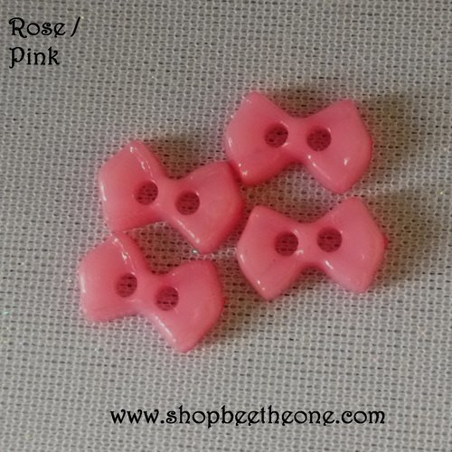Mini bouton noeud en plastique - 9 mm - rose
